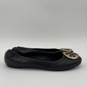 Tory Burch Shoes Women's Size 6.5 Black Leather Minnie Ballet Flats Slip On
